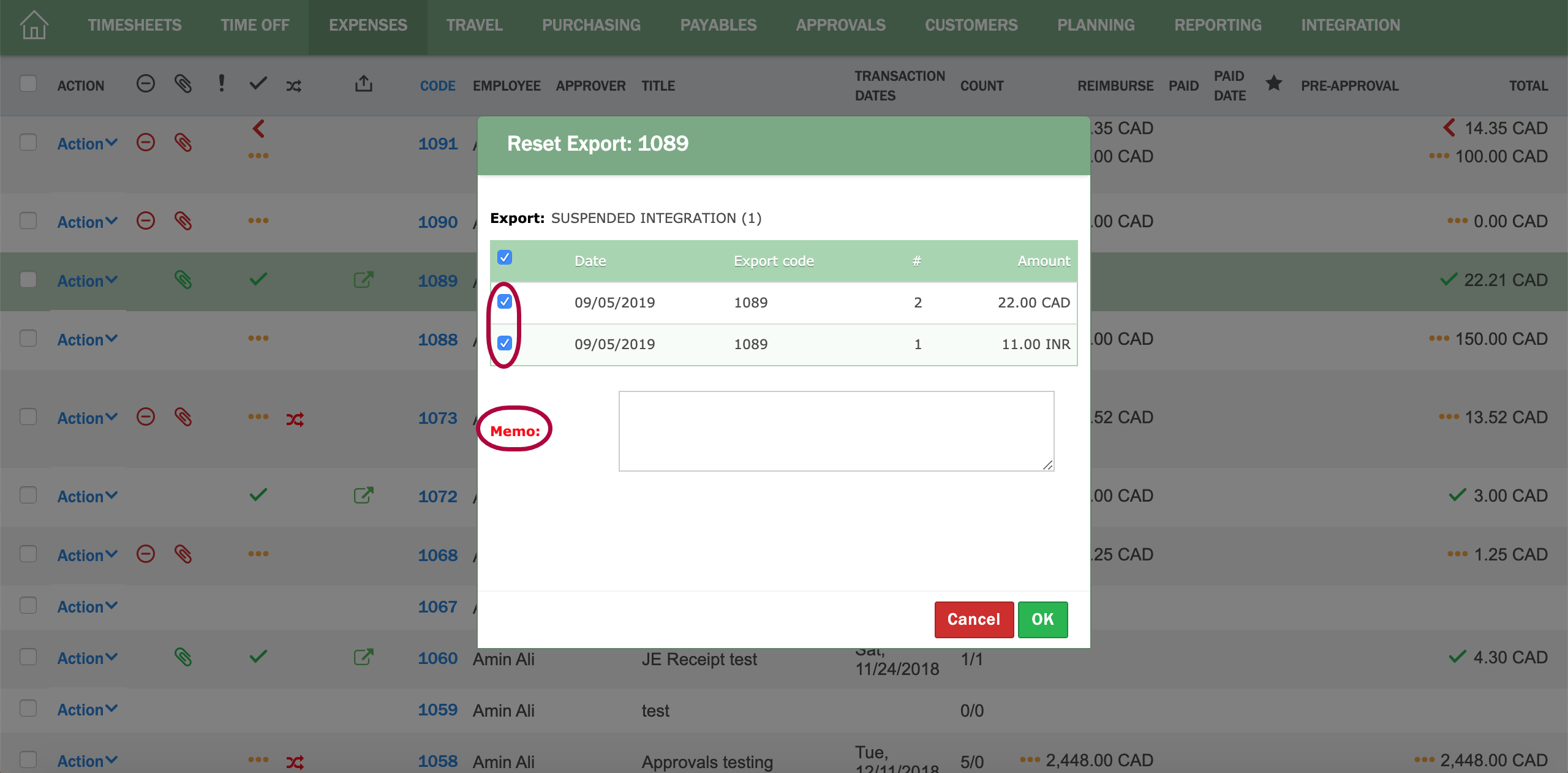 screenshot of Emburse Nexonia